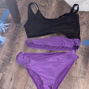 Black and Purple Women's Swim Set
